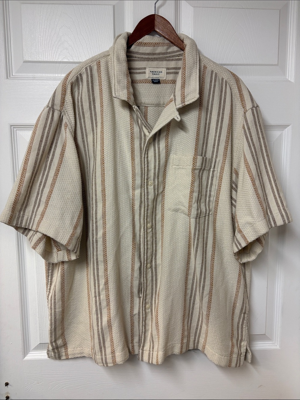 Men's American Eagle Relaxed Fit Short Sleeve Collared Shirt - XL